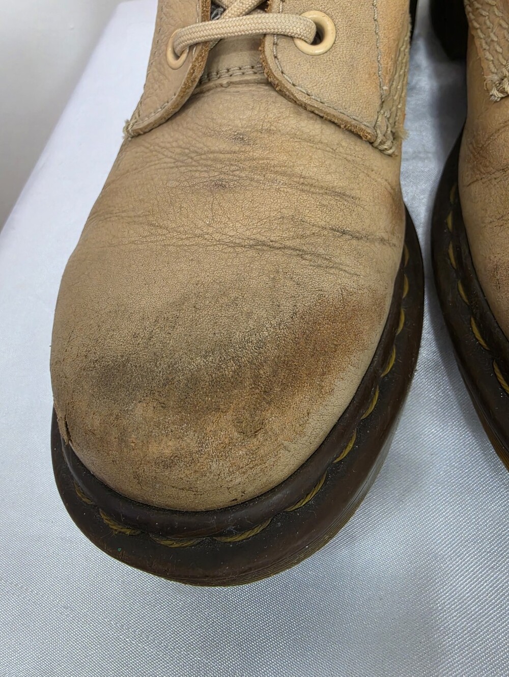 Dr. Martens Beige Leather Lace-Up Ankle Women's Boots - Picture 5 of 15